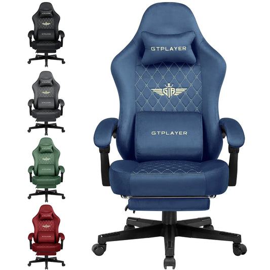 GTPLAYER Fabric Gaming Chair – Ergonomic Swivel Chair with Pocket Spring Cushion & Footrest