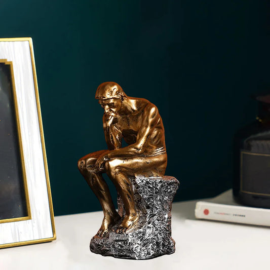 Modern The Thinker Sitting Man Statue Figurine – Nordic Resin Sculpture for Home & Office Decor