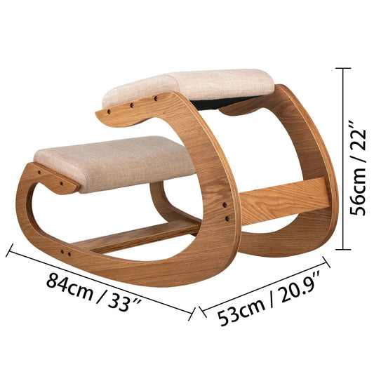 VEVOR Ergonomic Kneeling Chair Stool – Thick Cushion Rocking Wood Knee Chair for Home & Office Posture Improvement