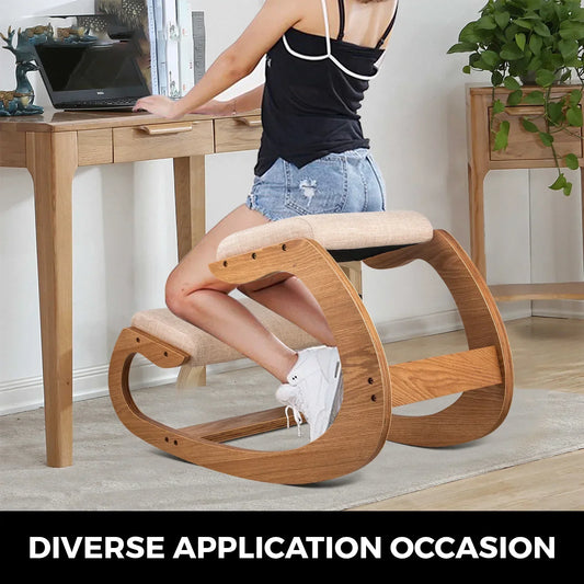 VEVOR Ergonomic Kneeling Chair Stool – Thick Cushion Rocking Wood Knee Chair for Home & Office Posture Improvement