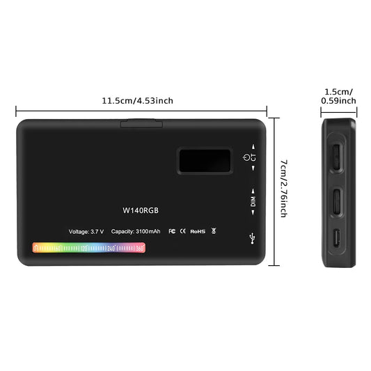 SH W140 RGB Video Light – Adjustable 2500-9000K LED Camera Light with 3100mAh Battery & Diffuser