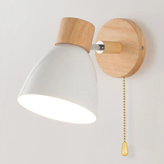 Wooden Nordic Wall Lamp with Switch