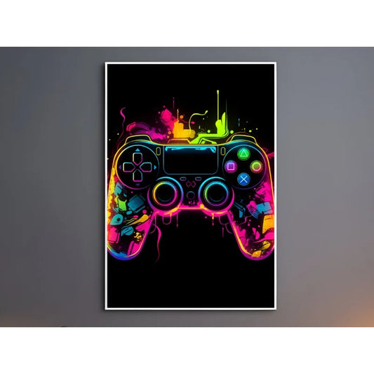 Watercolor Neon Video Game Posters – Xbox GamePad & Headset Canvas Prints for Gamer Room Decor