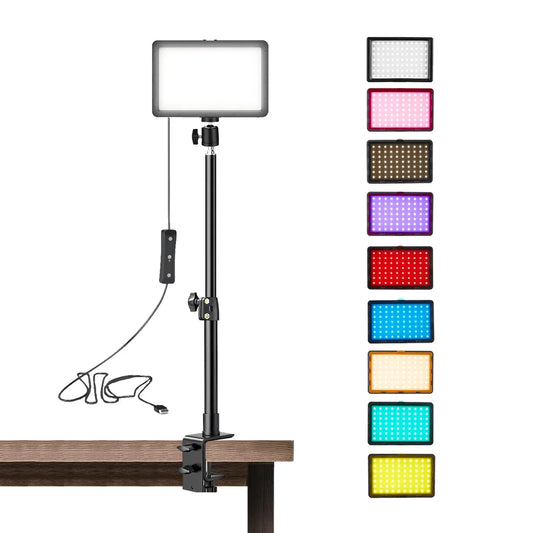 2/1 Pack LED Desk Key Light – Video Light with C-Clamp Stand & 9 Color Filters