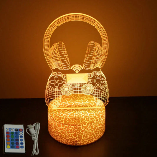 NEON GAMER 3D LED Lamp – RGB Night Light for Gaming Setup & Bedroom Decor
