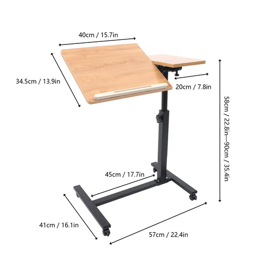 Adjustable Laptop Desk – Ergonomic with Height & Angle Adjustment and Lockable Wheels for Comfort & Mobility