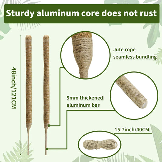 Bendable Moss Poles (Set of 2) – 60/70/120CM Climbing Plant Support for Monstera & Indoor Potted Plants