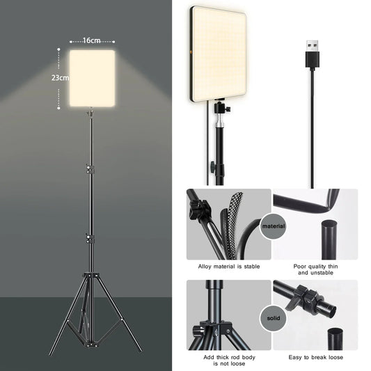 LED Video Lights – Conference & Photography Lighting with Tripod for Selfies, Live Streaming, TikTok & Zoom