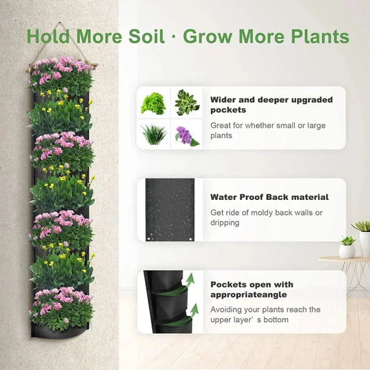 Vertical Wall Planter Bags – 4/6/9 Pockets Waterproof Hanging Grow Bags