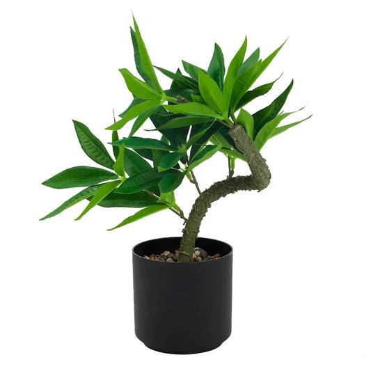 Realistic Faux Bonsai Tree with Eucalyptus – Cement Pot Artificial Plant for Indoor & Outdoor Decor