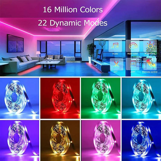 RGB 5050 LED Strip Light – Bluetooth APP Controlled, 24V Flexible Ribbon Tape for Gaming Room Decor