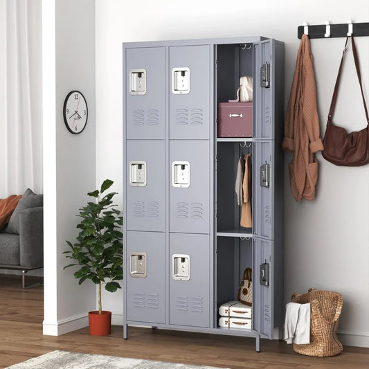 Metal Lockers for Employees – 9-Door Steel Storage Locker Cabinet for Home, Office, School & Gym