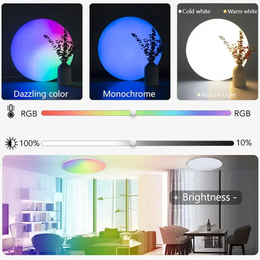 BENEWTON Smart Ceiling Light (370 mm / 300 mm) – RGB + CCT, 18‑54 W, Wi‑Fi App Control