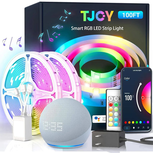 Intelligent WiFi LED Light Belt – 100ft/200ft RGB Strip with APP & Remote Control, Built-in Mic