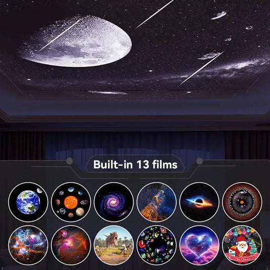4K Star & Galaxy Projector – Planetarium Night Light with 13 Interchangeable HD Discs & 360° Rotation