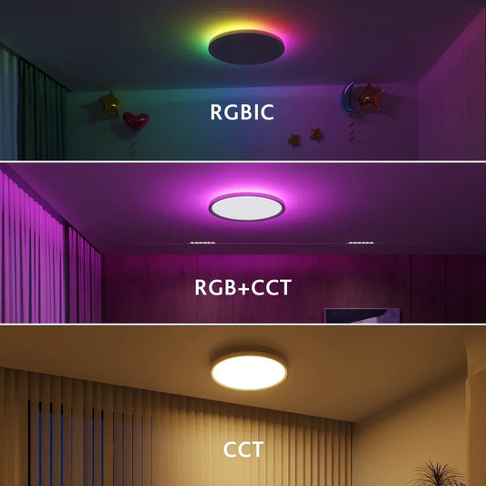 Smart 30W LED Ceiling Lamp – RGBIC Backlight with Remote & App Control, Alexa & Google Compatible