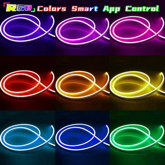 RGB LED Neon Rope Lights – 10M/15M/20M/30M Smart APP & Remote Control, Waterproof with Music Sync