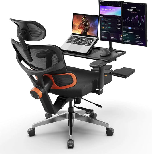 Ergonomic Office Chair – Auto-Following Lumbar Support with 4D Armrests & Adjustable Seat Depth