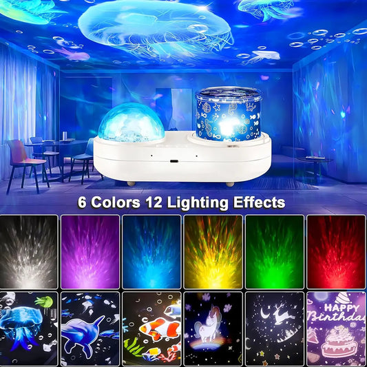 Ocean Light Projector – LED Star Galaxy Sky Wave Rotating 3D Lamp for Bedroom & Kids’ Gifts