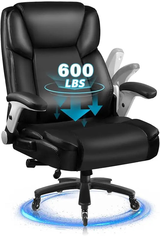 Big and Tall Office Chair – 600lbs Capacity Ergonomic Executive Leather Chair with Adjustable Armrests