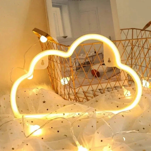 Lightning LED Neon Sign – Cloud-Shaped Night Light with Battery/USB Power for Kids’ Rooms & Parties