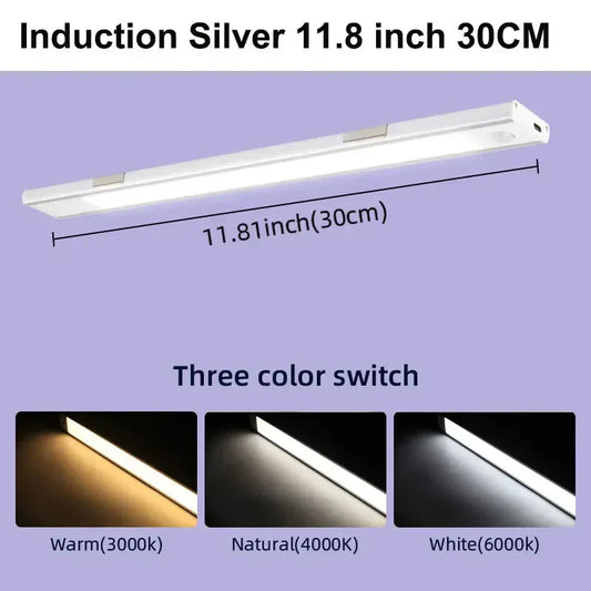 Motion Sensor Cabinet Light – Dimmable Wireless LED Night Lamp with 3 Color Modes & USB Rechargeable