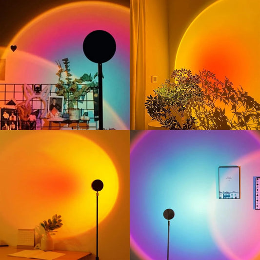 USB LED Sunset Projector Night Light – RGB Atmosphere Lamp with Remote Control
