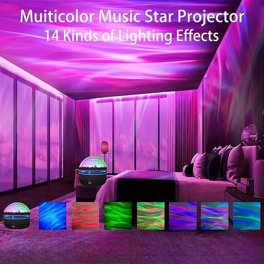 Aurora Borealis Starry Sky Projector – LED Galaxy Night Light with Remote Control & 7 Lighting Effects