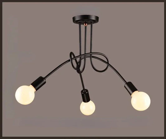 Retro LED Ceiling Lamp – Black & White Wrought Iron Chandelier for Living Room & Home Decor