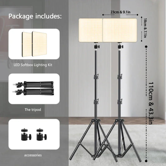 LED Video Lights – Conference & Photography Lighting with Tripod for Selfies, Live Streaming, TikTok & Zoom