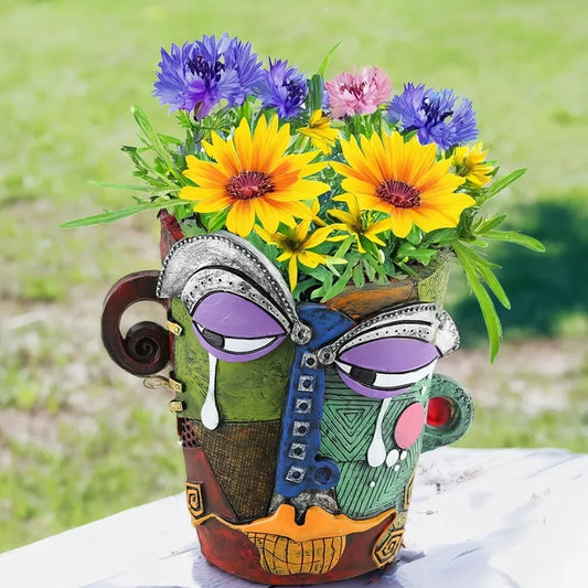 Picasso Brutalist Abstract Beauty Face Flower Pot – Unique Art Head Planter for Indoor & Outdoor Use