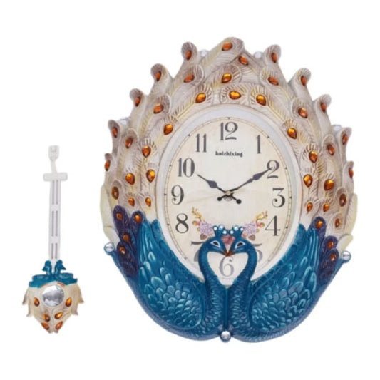 Peacock Wall Clock – Large Decorative Battery-Powered Wall Watch for Living Room