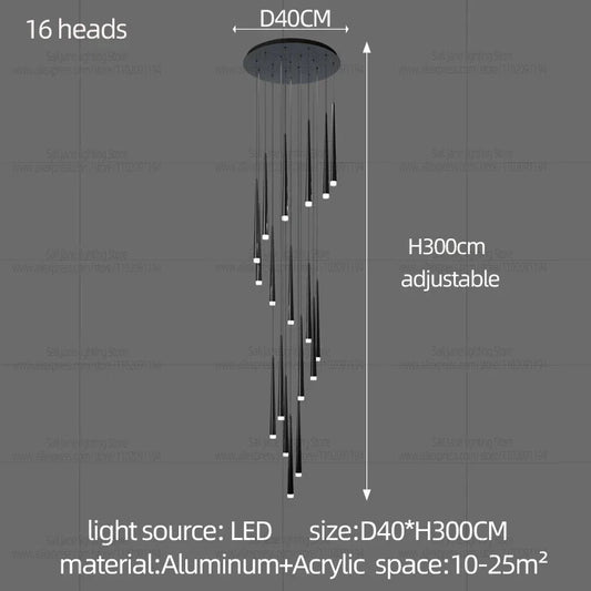 Minimalist Modern LED Chandelier – Designer Pendant Lighting for Duplex Living Rooms, Dining Areas & Staircases