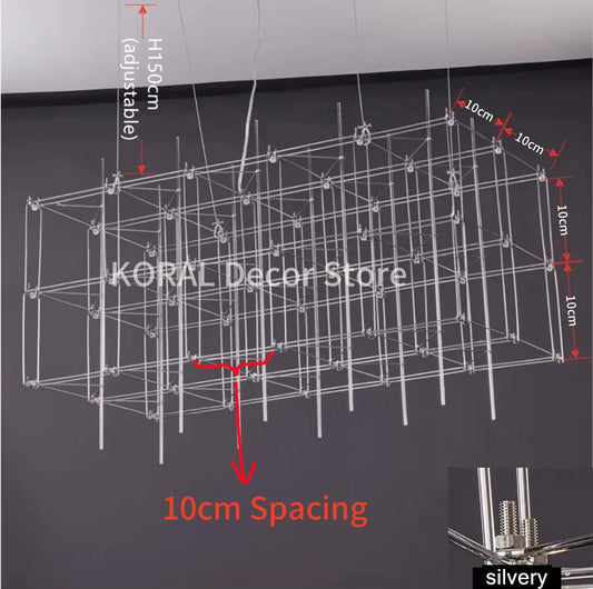 Modern Luxury Cube Chandelier – Large LED Pendant Light for Living Room, Dining & Office Spaces