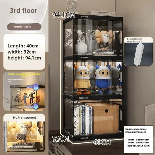 Acrylic Display Cabinet Bookshelf – Dustproof Storage Rack for Figurines, Models & Children's Books