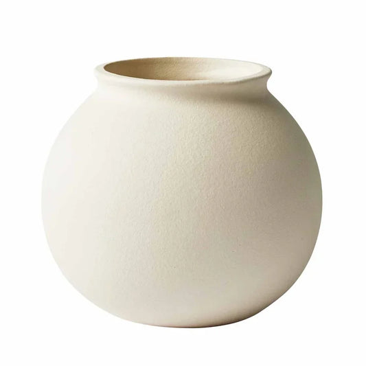 Matte Ceramic Round Vase – 6.69" Soft Minimalist Decorative Centerpiece for Indoor Floral Display