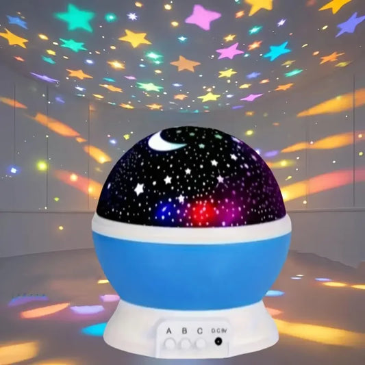 USB Powered Starry Night Light Projector – 360° Rotatable with Moon & Stars, 9 Color Modes