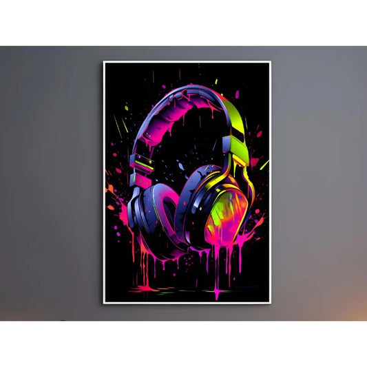 Watercolor Neon Video Game Posters – Xbox GamePad & Headset Canvas Prints for Gamer Room Decor