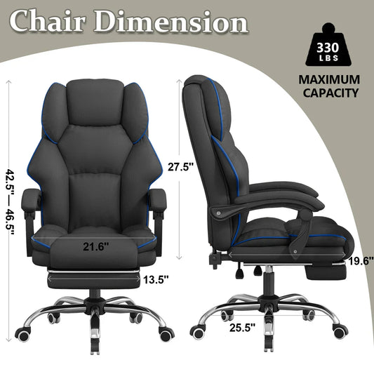 Executive Office Chair – High Back Leather Desk Chair with Footrest & Ergonomic Swivel Design
