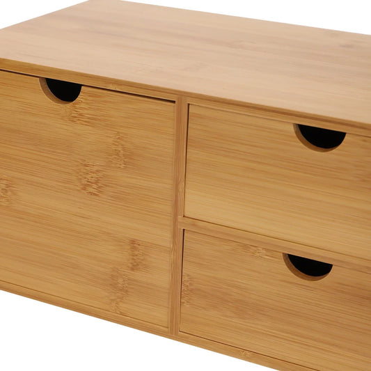 Bamboo Desk Organizer with 3 Drawers – Eco-Friendly Storage Solution for Office Supplies & Desktop Organization