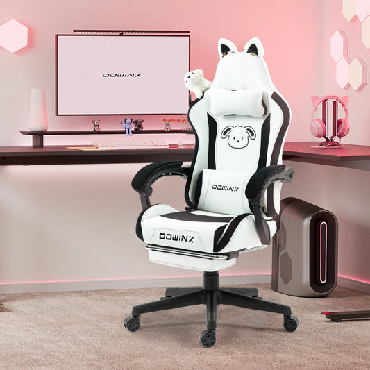 Dowinx Gaming Chair – Cute Cat Ears Design with Massage Lumbar Support