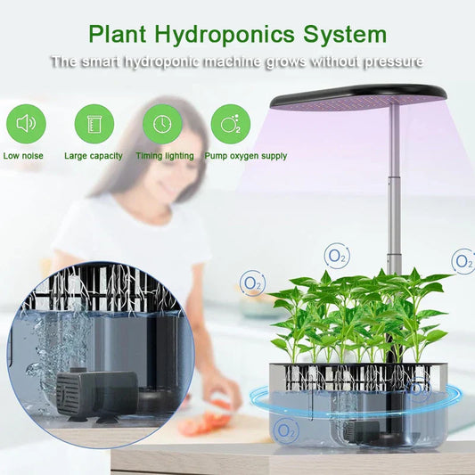 Intelligent Hydroponic Growing System – Indoor Smart Planter with LED Grow Light & Automatic Timer