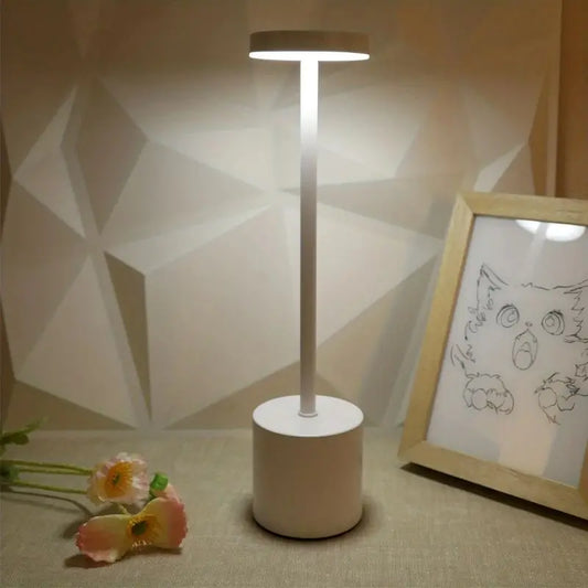 Rechargeable LED Desk Lamp – 3-Color Touch Control Metal Night Light for Home & Outdoor Use