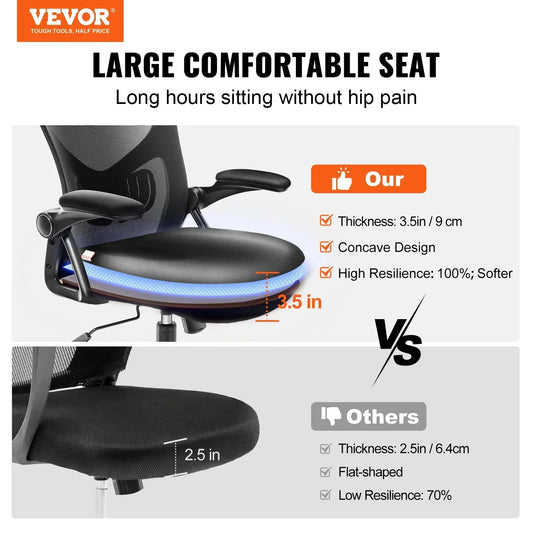 VEVOR Ergonomic Office Chair – Adjustable Mesh Chair with Sliding Seat & Lumbar Support