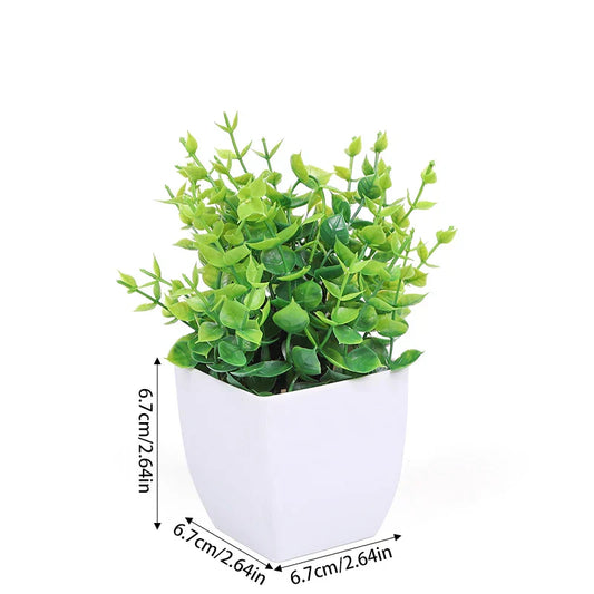 Artificial Eucalyptus Bonsai Set – Faux Green Potted Plant for Home & Office Décor