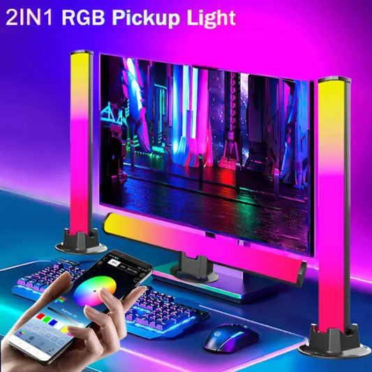 Smart LED Symphony Pickup Light – RGB Music Rhythm Ambient Lamp with APP Control for TV, PC & Gaming Decor