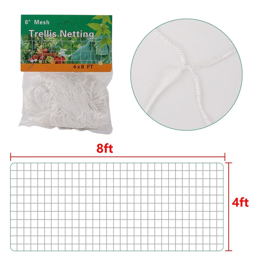 Heavy-Duty White Plant Trellis Netting – Multi-Use Polyester Support for Climbing Vines & Hydroponic Gardening