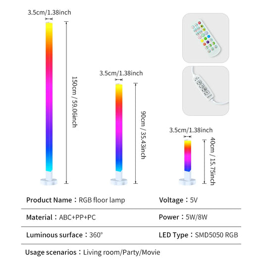 Smart RGB Dream Color Floor Lamp – Dimmable LED Mood Light with APP Control & Eye Protection