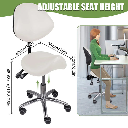Saddle Rolling Adjustable Chair – Ergonomic Saddle Stool with Adjustable Height for Kitchen, Salon, Clinic & Living Room