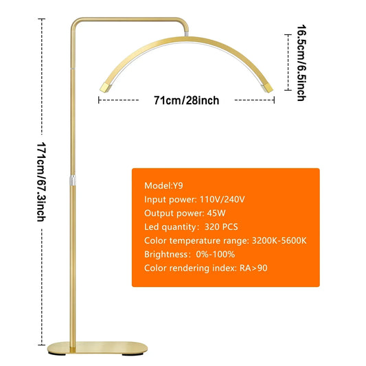 FOSOTO LED Video Cosmetic Light – Half-Moon Lash & Nail Lamp for Beauty, Tattoo & Makeup Studios